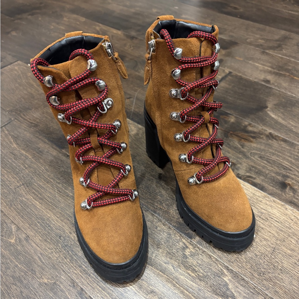Brown Suede Lace-Up Ankle Boots